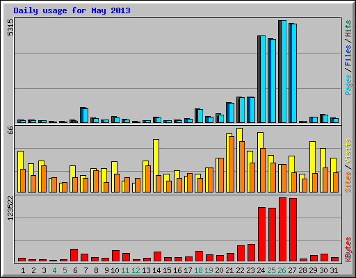 Daily usage for May 2013