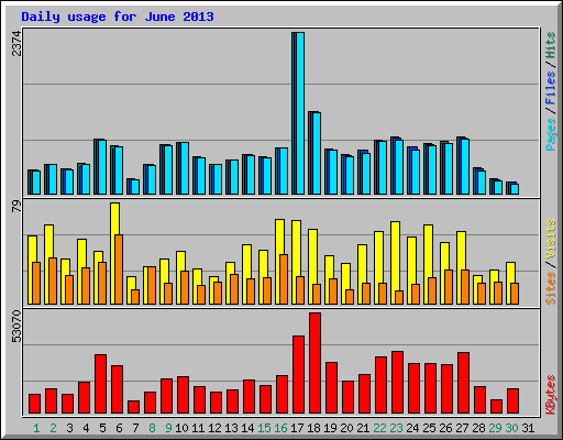 Daily usage for June 2013