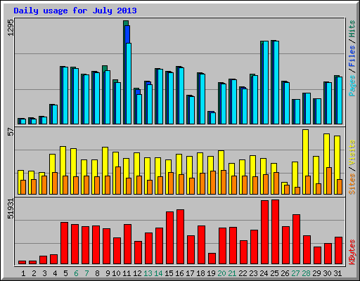 Daily usage for July 2013