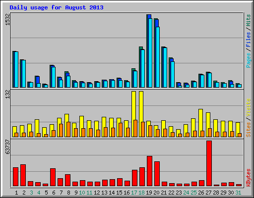 Daily usage for August 2013