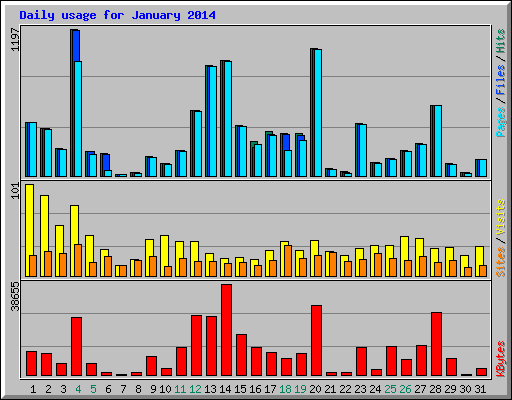 Daily usage for January 2014