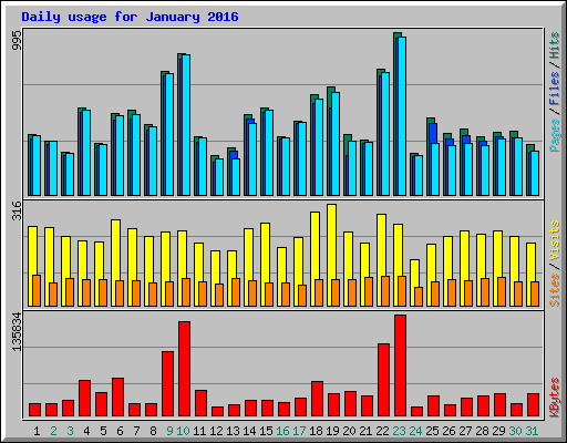 Daily usage for January 2016