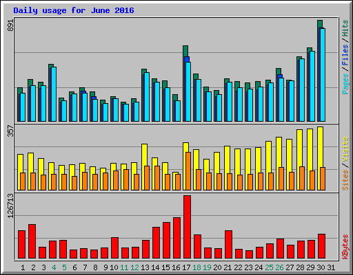 Daily usage for June 2016