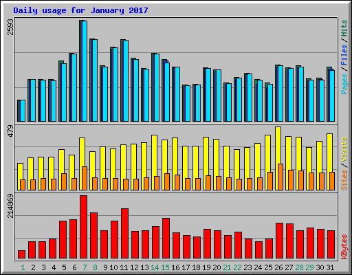Daily usage for January 2017