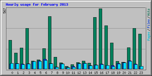 Hourly usage for February 2013