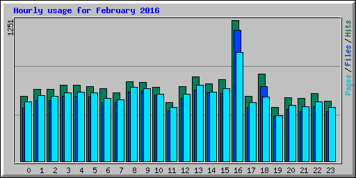 Hourly usage for February 2016