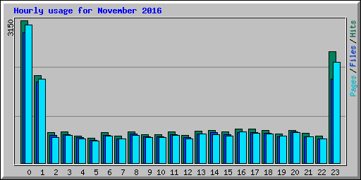 Hourly usage for November 2016