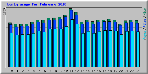 Hourly usage for February 2018